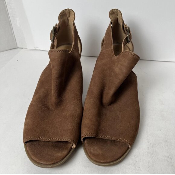 Lucky Brand Barimo Brown Suede Peep Toe Booties 8 - Picture 2 of 15